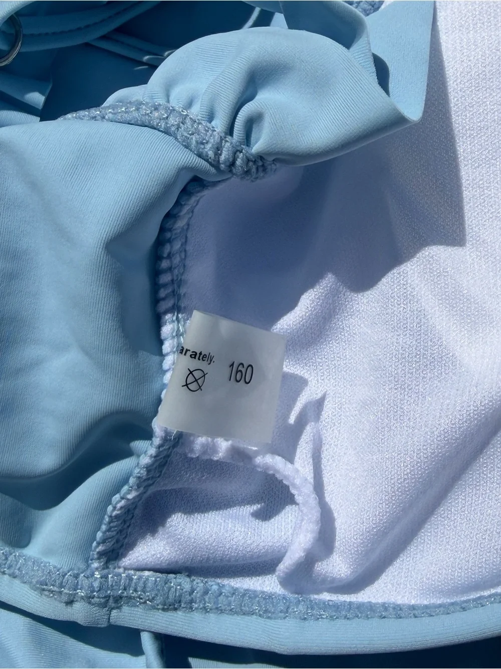 Girls 3 Piece Light Blue Ruffled Bikini with Short Swim Suit Size 160 aka 14 #26